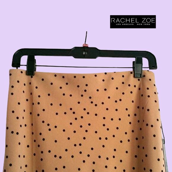 RACHEL ZOE NEW Polka Dot A-Line Beige Midi Skirt 6 - Picture 7 of 9